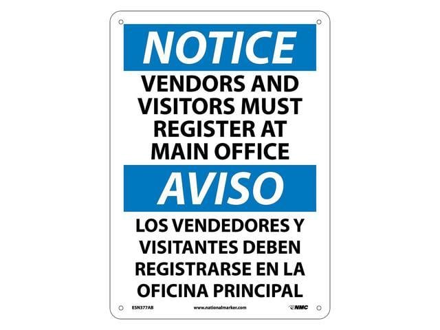 National Marker Notice Signs Vendors And Visitors Must Register At