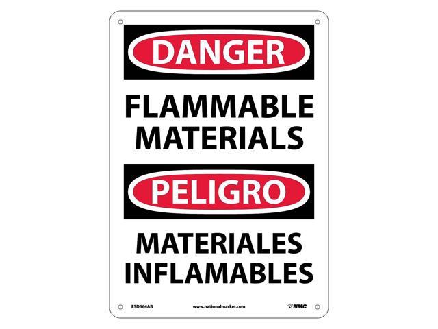 National Marker Danger Signs Flammable Materials Bilingual 14x10 040 Aluminum Esd664ab 2080