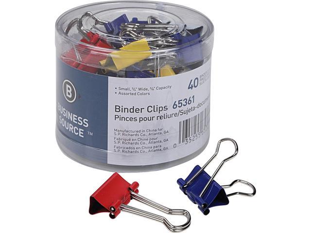 Business Source Binder Clips Small 3/4"W 3/8" Capacity 36/PK Assorted 65361