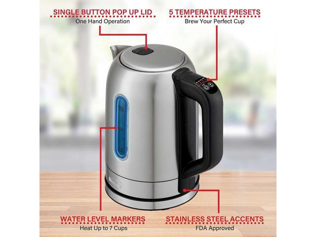 Brentwood 1500 Watt Stainless Steel 1.7 Liter Cordless Electric Kettle in Silver