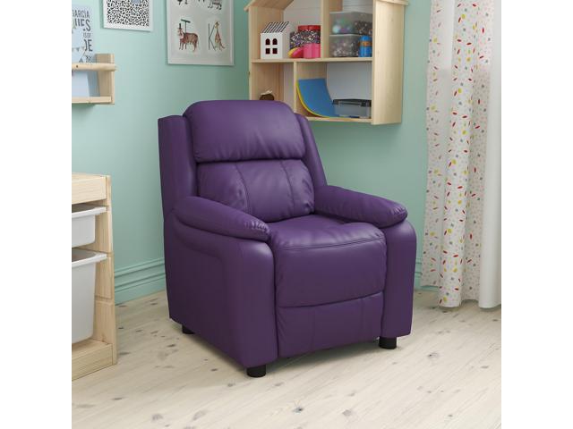 Deluxe Heavily Padded Contemporary Purple Vinyl Kids Recliner with