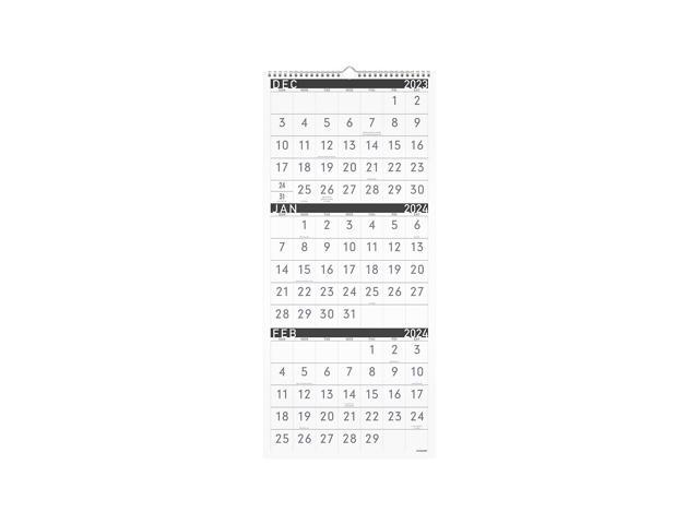2024 At A Glance Contemporary 12 X 27 Three Month Wall Calendar White