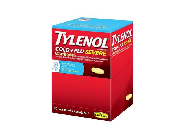 Tylenol Cold + Flu Severe Acetaminophen Caplet 2/Pouch 30 Pouches/Box ...