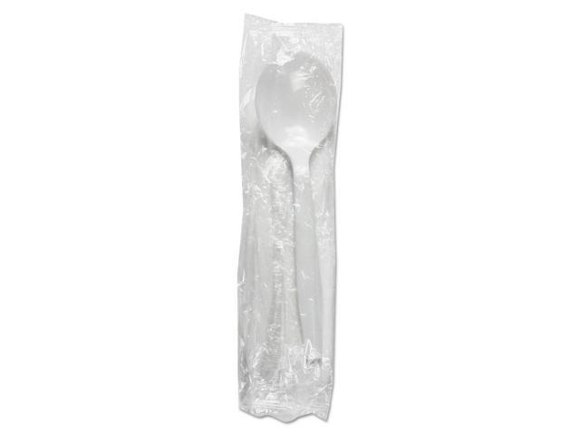 Boardwalk BWKSSMWPSWIW Mediumweight Wrapped Polystyrene Cutlery, Soup Spoon