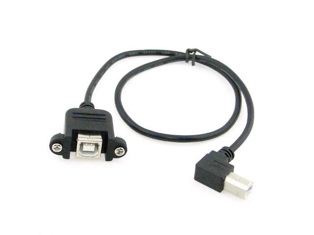 1m USB 2.0 B Male Right Angle to B Female w/ Panel Mount Extender Adapter Cable 