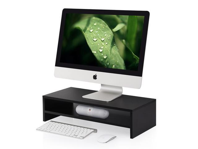 Fitueyes Computer Monitor Riser 21 3 Inch 2 Tier Shelves Stand With Keyboard Storage Space Entertainment Center Dt205401wb