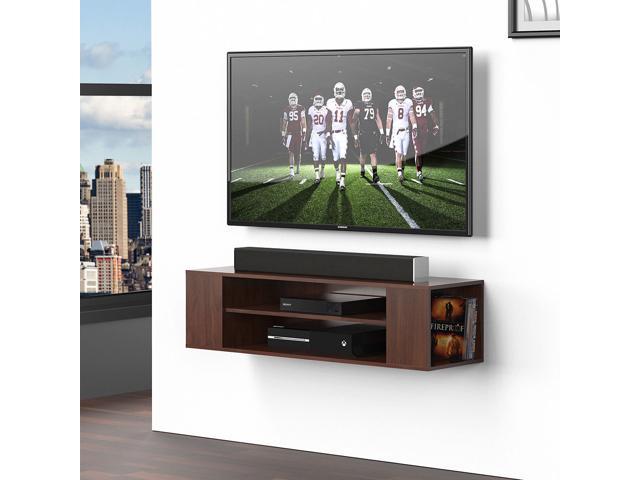 Fitueyes Wood Floating Shelves Wall Mount Tv Stand Media Console