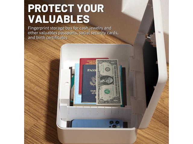 Home,Office Travel Biometric Fingerprint Storage Box,AICase Portable Cash Jewelry Security Case Lock Box Safe,Combination Lock for Car 