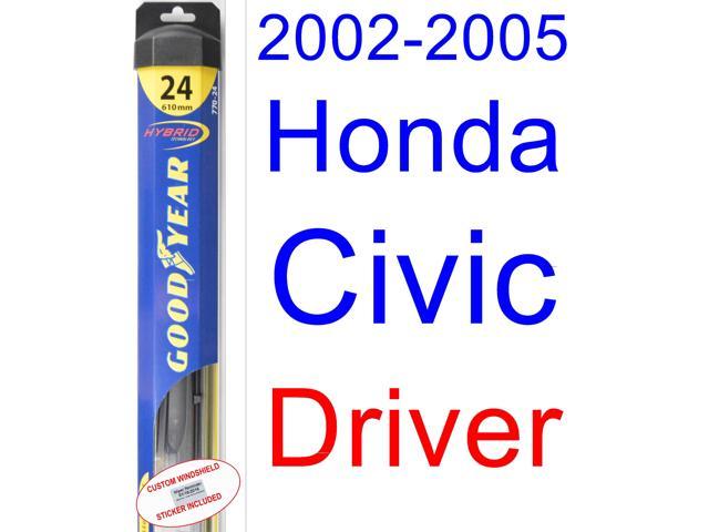 2002 honda civic ex coupe wiper blade size