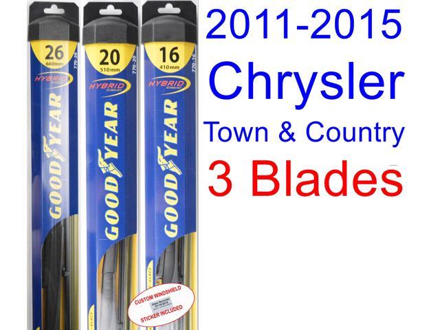 2011-2015 Chrysler Town & Country Replacement Wiper Blade Set/Kit (Set of 3 Blades) (Goodyear 2014 Chrysler Town And Country Wiper Blades
