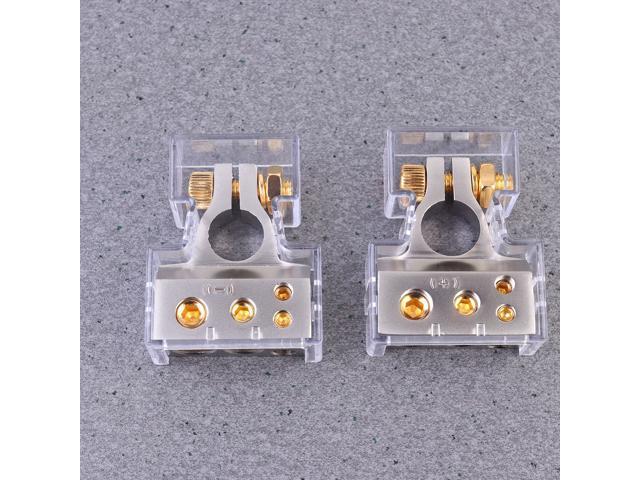 Wakauto Car Battery Clip Connector Car Audio Modified Battery Head Battery Clip for Car Boat Van with Dust Cover Silver Golden
