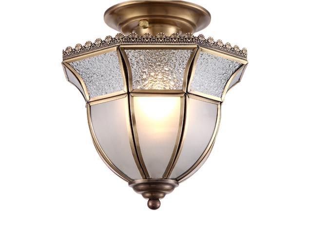 Retro Copper Glass Entrance Ceiling Lamp European Balcony Ceiling Lamps Hallway Stairs Ceiling Light Fixture