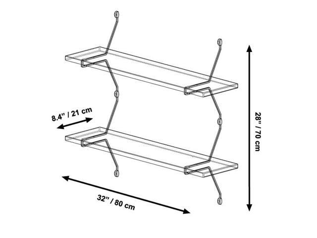 Assa Design Decorative Shelf Kit Set of Two Wall Mounted Bamboo Shelves with Diagonal Mounting Brackets