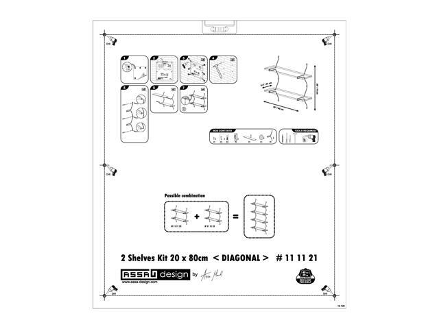 Assa Design Decorative Shelf Kit Set of Two Wall Mounted Bamboo Shelves with Diagonal Mounting Brackets