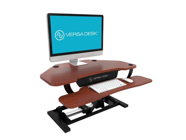 Sit to Stand Desktop with Keyboard and Mouse Tray 48 Electric Height-Adjustable Desk Riser Black VersaDesk Power Pro 