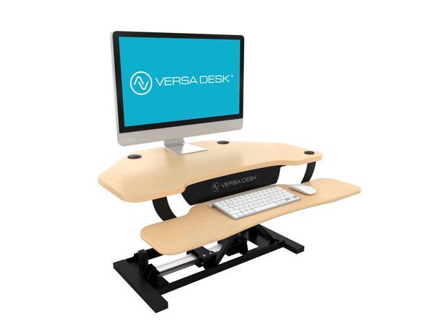 Versadesk Power Pro Corner 36, Corner Computer Desk With Adjustable Keyboard Tray