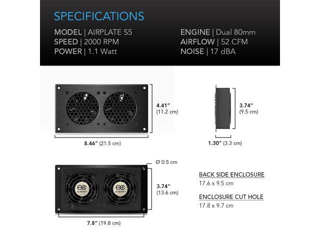 Ac Infinity Airplate S9 For Home Theater Av Cabinet Cooling Quiet