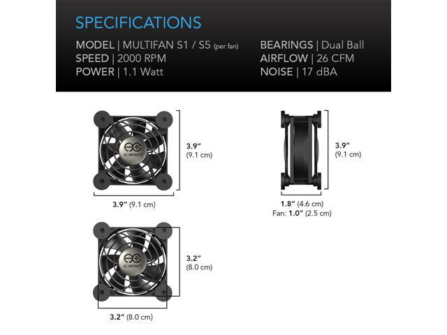 OUTLET SALE AC Infinity MULTIFAN S5 静音 2台1組 80mm USB Fan 冷却ファン UL認定済み 受信機  DVR プレイステーション Xbox パソコン キャビネット 冷却 デュアルバージョン qdtek.vn