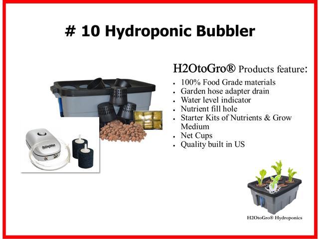 FREE SHIPPING Hydroponic DWC Plant Grow Kit # 4 by H2OToGro 4 or 6 sites 