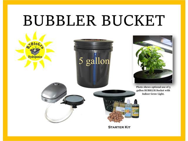 Complete Hydroponic System DWC TopFeed BUBBLER BUCKET 5 Gal 4 site H2OToGro 