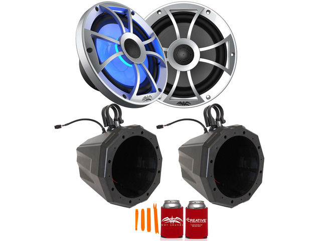 Wet Sounds Recon8-S 8-Inch Marine Speakers & US2-C8 Speaker Pods Pair