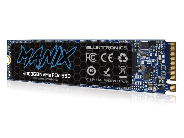 Eluktronics MANIX 4TB Ultra Performance Series PCIe NVMe 4.0 x 4 M.2 2280 Solid State Drive SSD Read/Write Speed up to 4,700MB/s and 3,400MB/s - MANIX4000GB-G4SS