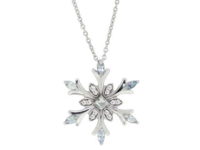 Genuine Aquamarine And Swarovski Crystal Snowflake Pendant Necklace Sterling Silver - Snowflake Crystal Pendants Genuine Aquamarine And Swarovski Crystal Snowflake Pendant Necklace Sterling Silver - Snowflake Crystal Pendants