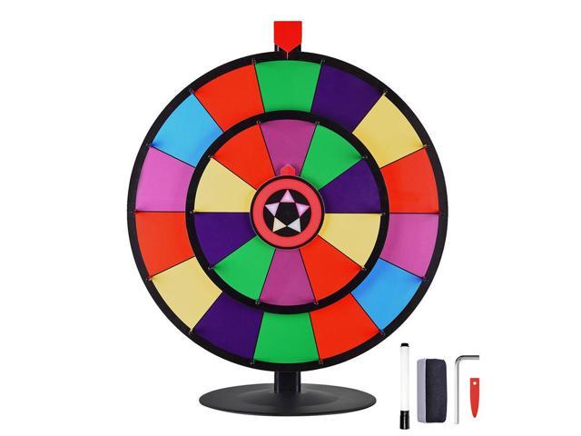 WinSpin 12 Editable Color Prize Wheel Dry Erase Fortune Spinning Game Carnival with Tabletop Stand 14 Slots
