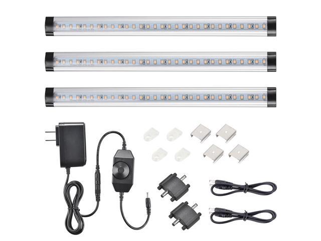 Yescom 3 Pcs 90 LEDs Under Cabinet Lighting Kit Plug in 3000K 1440lm Kitchen Under Counter Shelf Lights 11 Inches Warm White