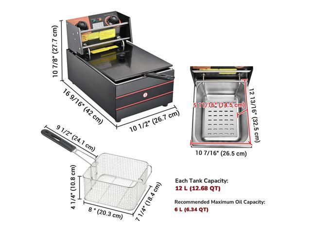 6.34Qt Deep Fryer with Basket for Restaurant or Home Use