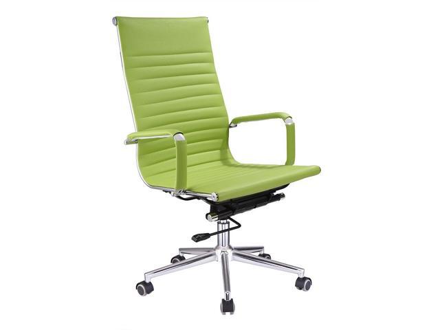 High Back Pu Leather Ribbed Office Chair Contemporary Executive High Back Pu Leather Ribbed Office Chair Contemporary Executive Computer Desk Green