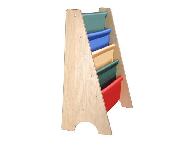 Solid Wood Kids Bookcase Book Shelf Sling Storage Rack Organizer Display Holder 