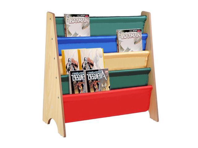Yescom Wood Kids Book Shelf Sling Storage Rack Organizer Bookcase Display Holder White