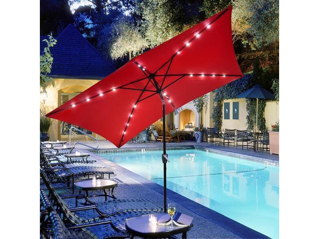 10x6 5 Ft Patio Umbrella W Solar Powered Led Light Tilt Garden Market Beach Newegg Com