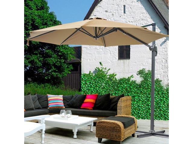 10 Hanging Roma Offset Umbrella Outdoor Patio Sun Shade Cantilever Crank Canopy Newegg Com