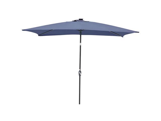 10x6ft Rectangle Solar Power Led Patio Umbrella Parasol Sunshade Tilt With Crank Newegg Com