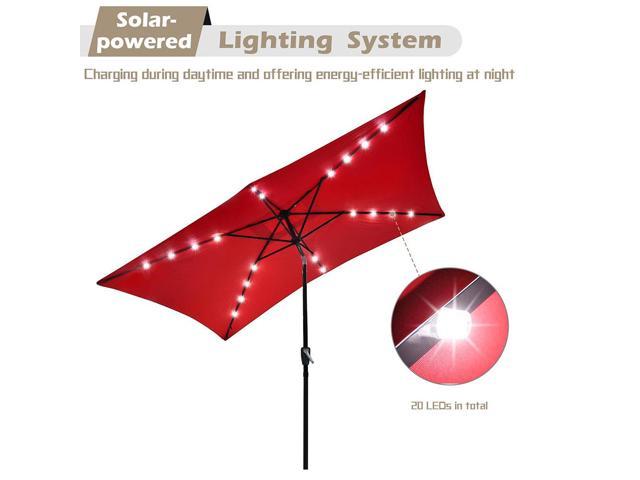 10x6 5 Ft Patio Umbrella W Solar Powered Led Light Tilt Garden Market Beach Newegg Com