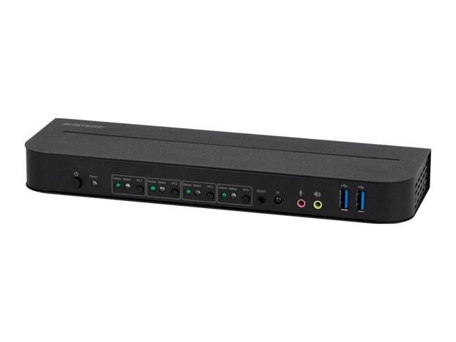 Monoprice Blackbird 4K DisplayPort 1.4 USB 3.0 4x1 KVM Switch, 4K@60Hz, HDR, YCbCr 4:4:4, HDCP 2.2, Share 4 Computers with 1 Keyboard Mouse Monitor Printer
