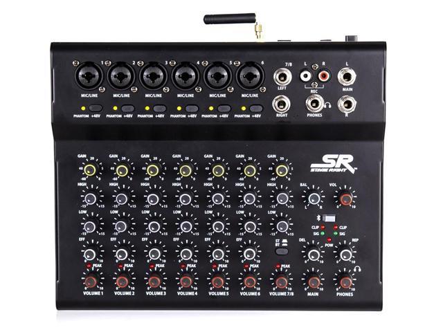 Monoprice ix8B 8-Channel Live Sound and Recording Mixer with Bluetooth, USB, and Effects - Stage Right Series