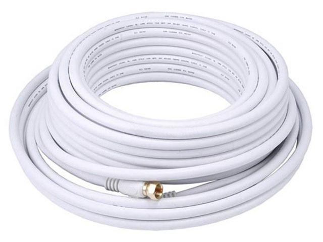 Monoprice 50ft RG6 (18AWG) 75Ohm, Quad Shield, CL2 Coaxial Cable with F Type Connector - White