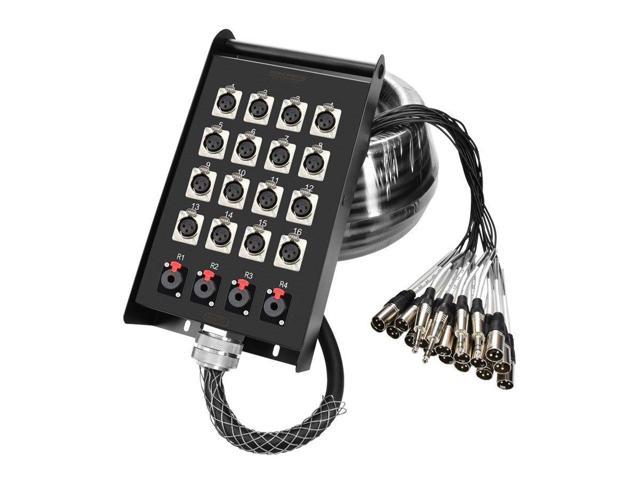 Monoprice 20-Channel Snake & 16 XLR x 4 TRS Stage Box - 100 feet With 16  Downstream And 4 Upstream Connections