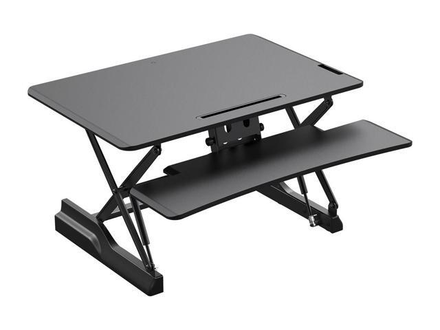 Mono Height Adjustable Sit Stand Riser Desk Converter Black With 36 Inch Table Top Single Dual Monitor Workstation Easy To Use Compatible