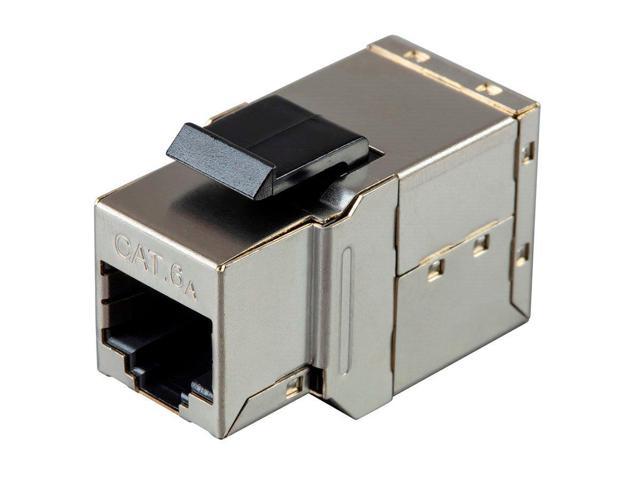 Monoprice Shielded Straight Through Cat6A RJ45 Keystone In-Line Coupler - Silver Use for Networking, Patch Cables, Ethernet Cable/Chord