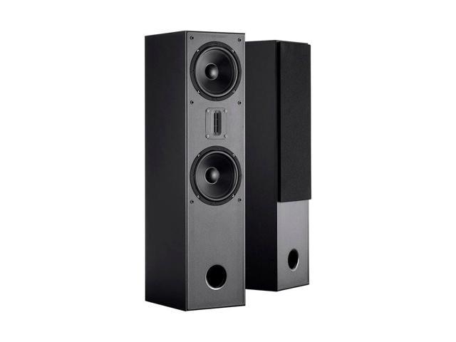 Photo 1 of Monoprice MP-T65RT Tower Home Theater Speakers (Pair) - Black With Dual 6.5 Woofers, Ribbon Tweeter,Compact Design