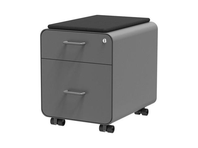 Monoprice Round Corner 2 Drawer File Cabinet Gray Lockable With