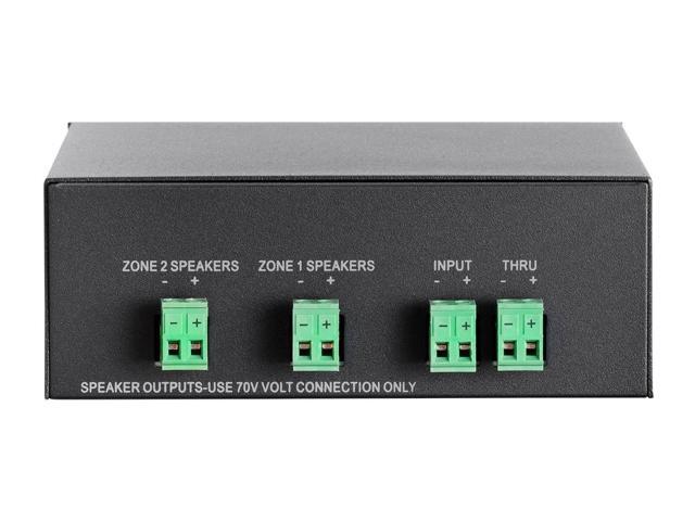 Monoprice SS2V70 70V 2-Zone Speaker Selector Single 2-Conductor Input 100-Watt Individual On//Off Switch and Volume Control