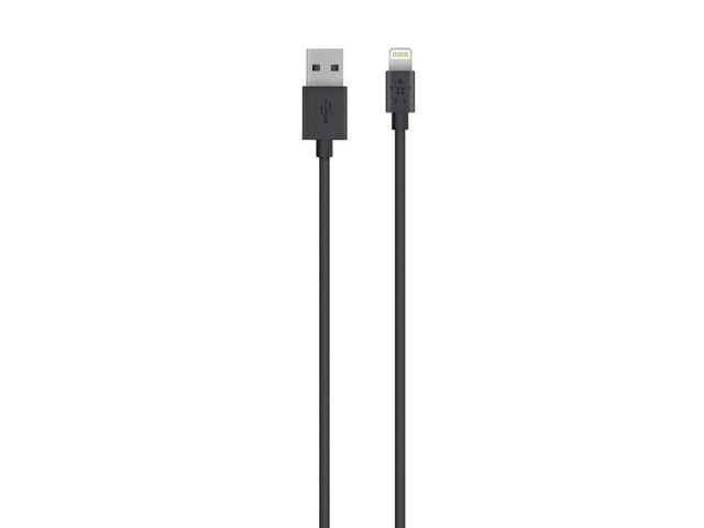 Belkin Lightning to USB ChargeSync Cable - Lightning/USB for iPad, iPod, iPod, Notebook - 6.56 ft - 1 Pack - 1 x Lightning Male Proprietary Connector - 1 x Type A Male USB - Black