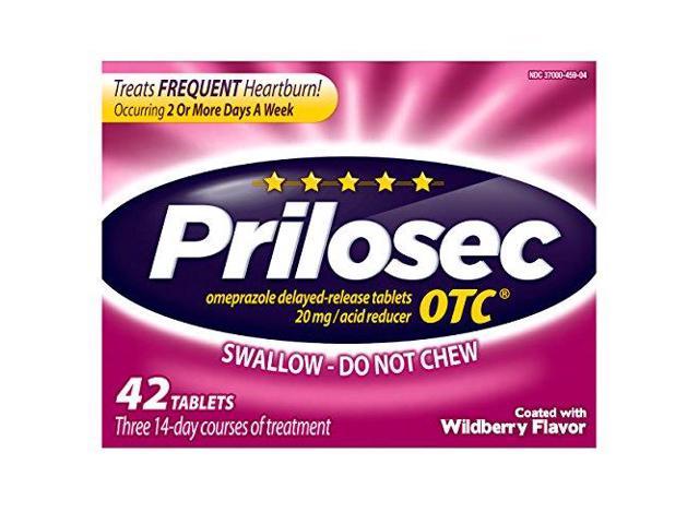 Prilosec OTC Frequent Heartburn Medicine and Acid Reducer Wildberry Flavor Tablets, 42 Count