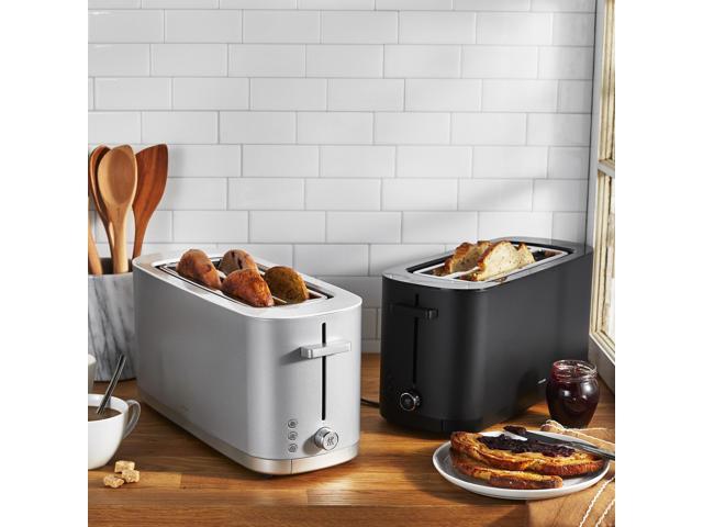 ZWILLING Enfinigy 4 Slice Toaster with Extra Wide 1.5 Slots for Bagels, 7  Toast Settings, Even Toasting, Reheat, Cancel, Defrost, Black