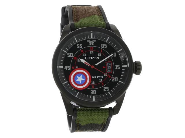 Photo 1 of Citizen Avengers Marvel Captain America Mens Green Strap Watch Aw1367-05w